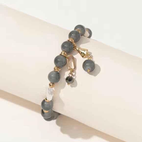 Grey Crystal Beaded Bracelet Pendant 7-9inc - Picture 3 of 3